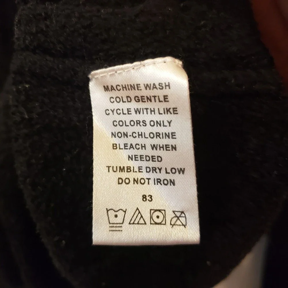 Women's Black Mock Neck Nylon/Spandex Terry Feel Sweater Size Large - Picture 4 of 8